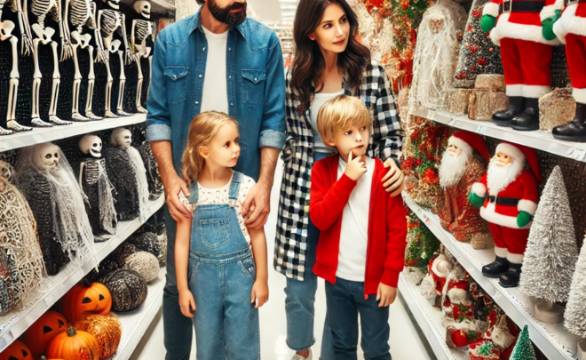 Family confused by decorations